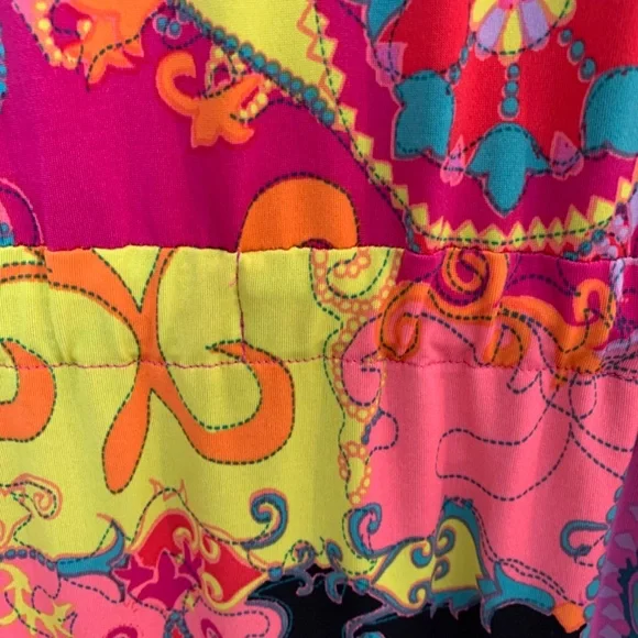 JOSIE Natori Short Robe Size Small Multicolor Print Boho Whimsy Hippie Pink - Picture 8 of 14